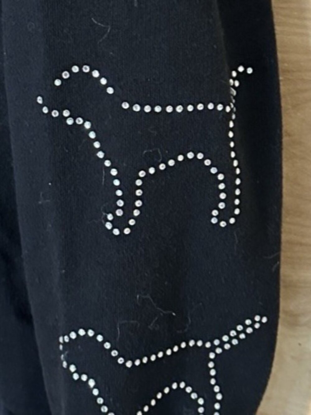 Victoria’s Secret Black Y2K Bling Dog Logo BLING SLEEVES Hoodie Medium READ - Picture 3 of 8